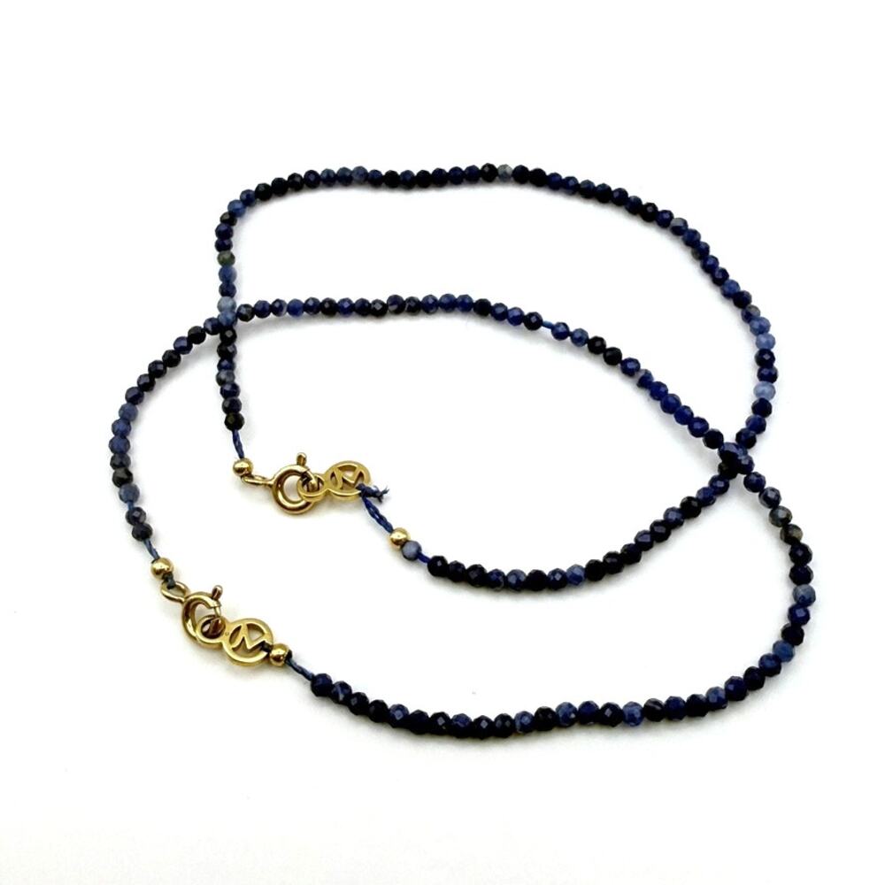 Set of 2 18K Gold Vermeil MEJURI Bracelets Sterling Dainty Blue Sodalite Sparkly